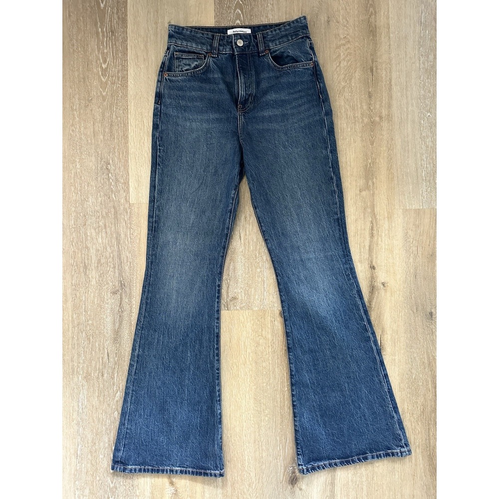 Reformation Margot High Rise Flare Jeans Women's 28 Bennett Wash‎ Stretch Denim